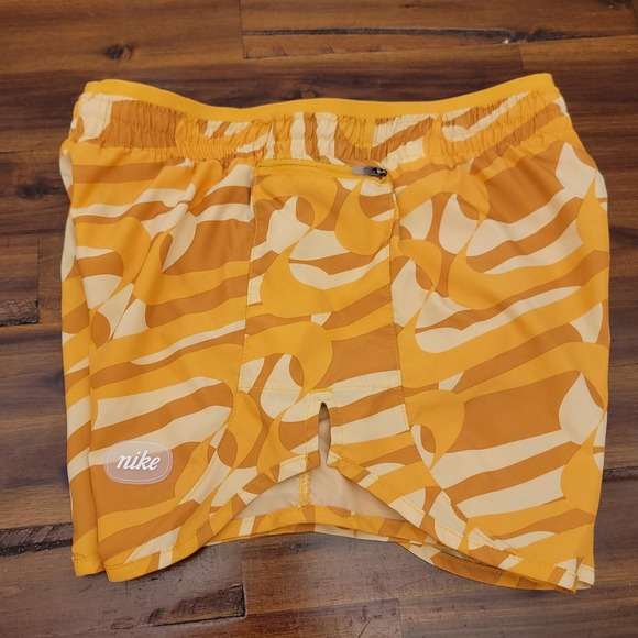 Nike Icon Clash Tempo Luxe Shorts Womens XS Dri Fit Lined Running Mustard Yellow - Picture 4 of 16